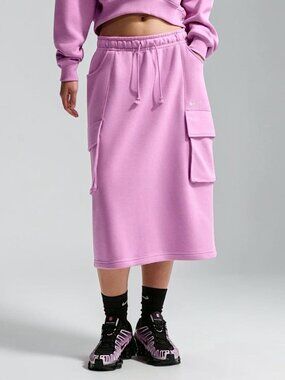 Nike Phoenix retro grunge utility bubblegum pink high rise cargo midi skirt S NW